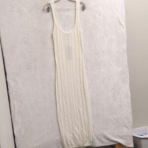 HYPEACH Women's‎ White Cableknit Stretch Sleeveless Scoop Neck Maxi Dress Size L